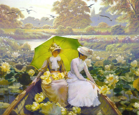 Lotus Ladies Black Ornate Wood Framed Art Print with Double Matting by Hunziker, Steve