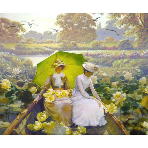 Lotus Ladies White Modern Wood Framed Art Print by Hunziker, Steve