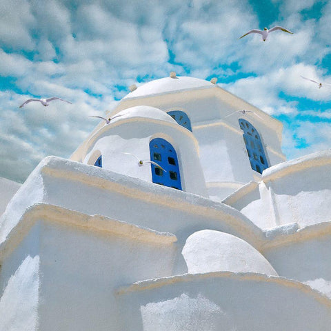 Grecian Blue III White Modern Wood Framed Art Print by Hunziker, Steve