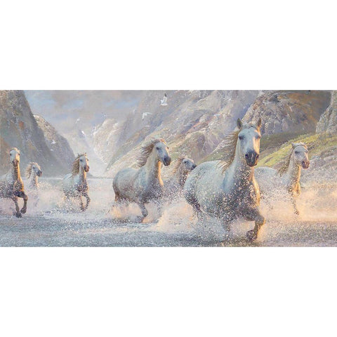 Spirited Splashers White Modern Wood Framed Art Print by Hunziker, Steve
