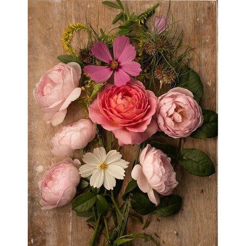 Rosy Posy I White Modern Wood Framed Art Print by Maclean, Leah