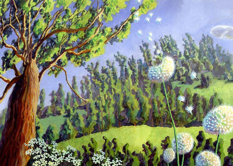 Summer Melody Black Ornate Wood Framed Art Print with Double Matting by Wang, John