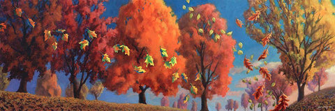 Autumn Melody I Black Ornate Wood Framed Art Print with Double Matting by Wang, John