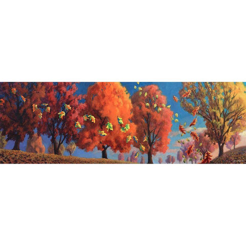 Autumn Melody I Black Modern Wood Framed Art Print by Wang, John