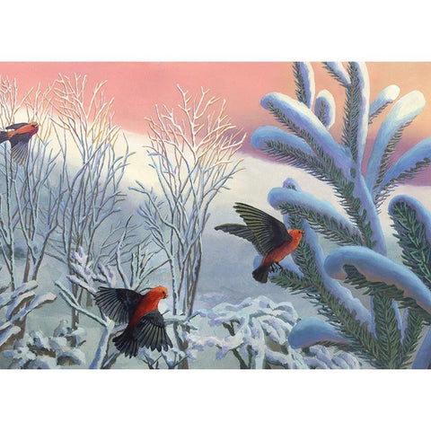 Winter Melody Black Modern Wood Framed Art Print with Double Matting by Wang, John