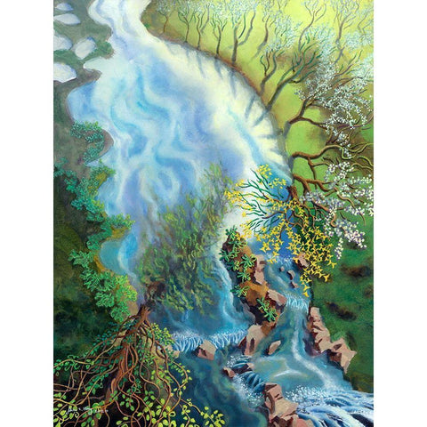 Fantasia of Spring Black Modern Wood Framed Art Print by Wang, John