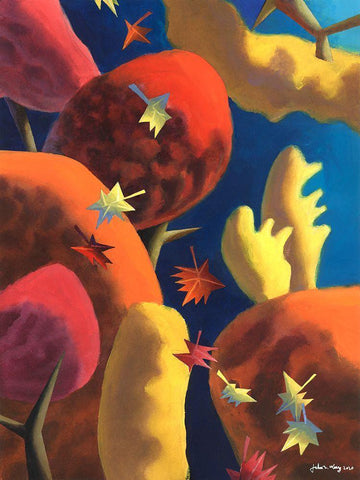 Fantasia of Autumn White Modern Wood Framed Art Print with Double Matting by Wang, John