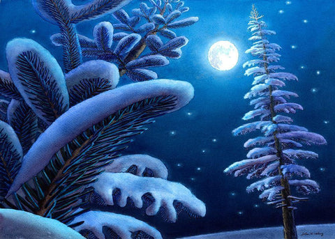 Tree Music VI White Modern Wood Framed Art Print with Double Matting by Wang, John