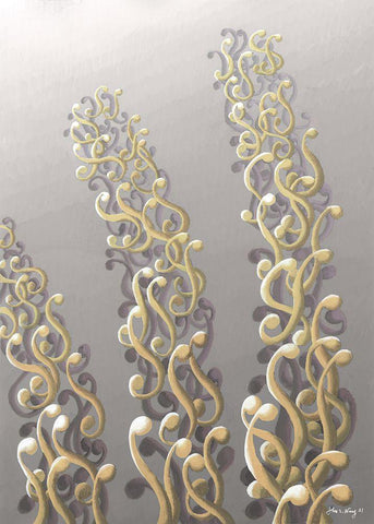 Spacious Rhapsody I White Modern Wood Framed Art Print with Double Matting by Wang, John