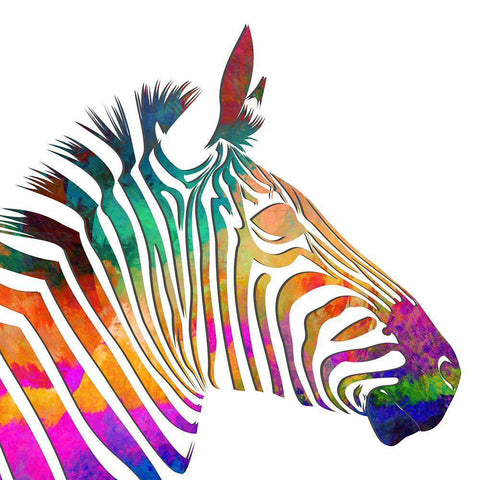 Rainbow Zebra White Modern Wood Framed Art Print by Smith, Karen