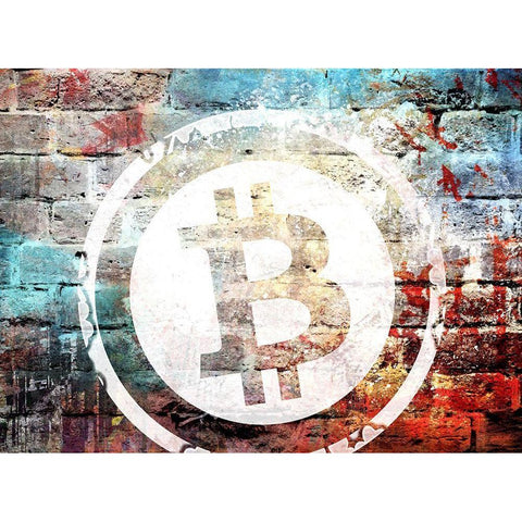 Bitcoin Off the Wall Black Modern Wood Framed Art Print with Double Matting by Smith, Karen