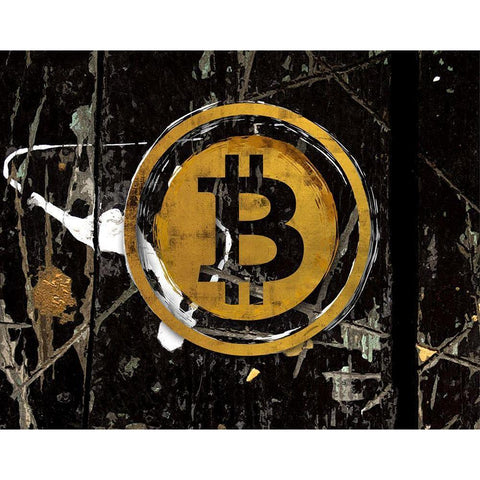 Bitcoin Splash Gold Ornate Wood Framed Art Print with Double Matting by Smith, Karen