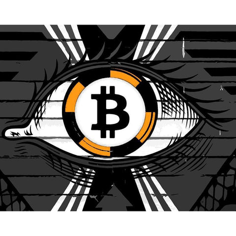 Bitcoin in the Eye Black Modern Wood Framed Art Print with Double Matting by Smith, Karen