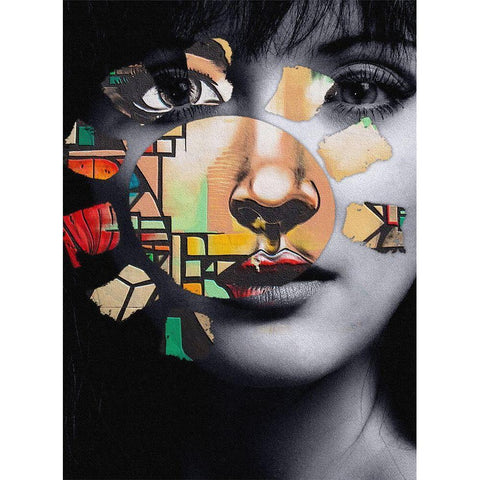 Graffiti Face Black Modern Wood Framed Art Print with Double Matting by Smith, Karen