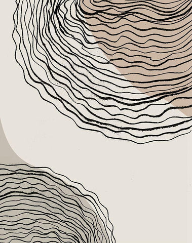 Swirlage I White Modern Wood Framed Art Print with Double Matting by Smith, Karen