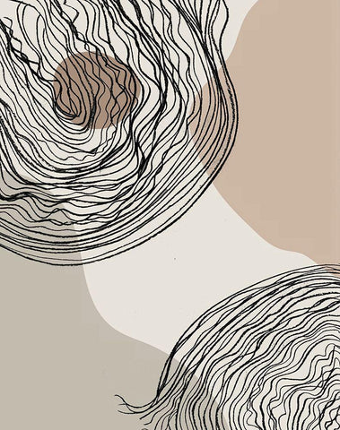 Swirlage II White Modern Wood Framed Art Print with Double Matting by Smith, Karen