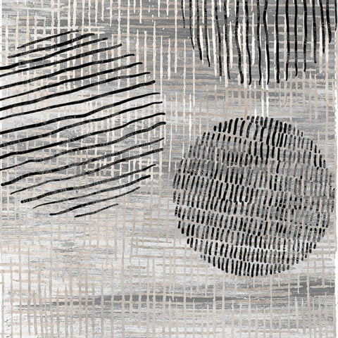 Line and Circle I White Modern Wood Framed Art Print with Double Matting by Smith, Karen