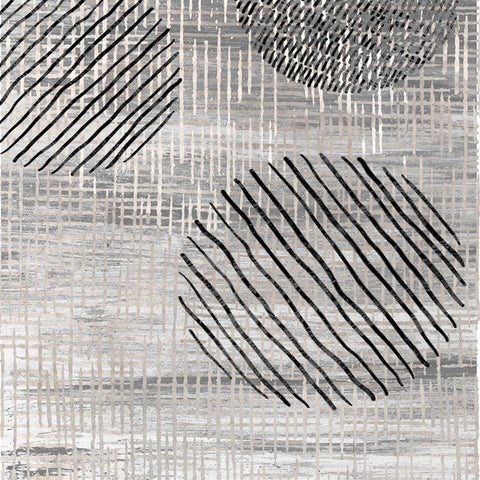 Line and Circle II White Modern Wood Framed Art Print with Double Matting by Smith, Karen