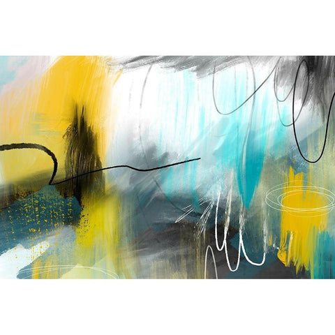 Soft Drizzle Black Modern Wood Framed Art Print with Double Matting by Naskrent, Delores