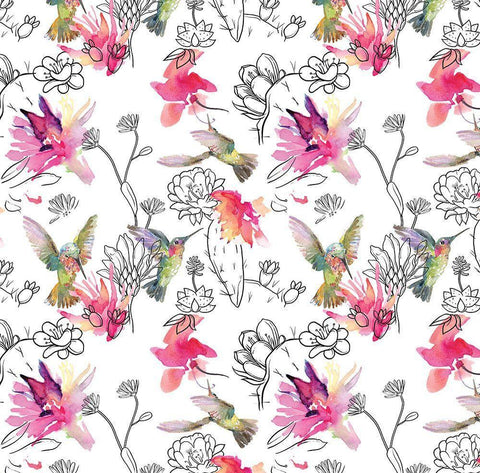 Desert Hummingbirds III White Modern Wood Framed Art Print with Double Matting by Evalia Designs