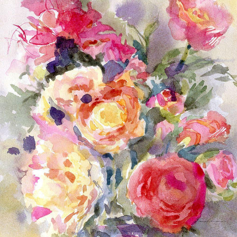 Afternoon Blooms Gold Ornate Wood Framed Art Print with Double Matting by Evalia Designs