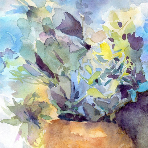 Bluish Hydrangea Loose Black Ornate Wood Framed Art Print with Double Matting by Evalia Designs