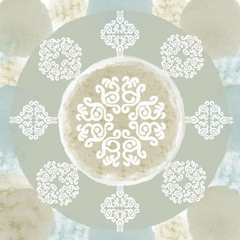 Mint Mandala I Gold Ornate Wood Framed Art Print with Double Matting by Kouta, Flora