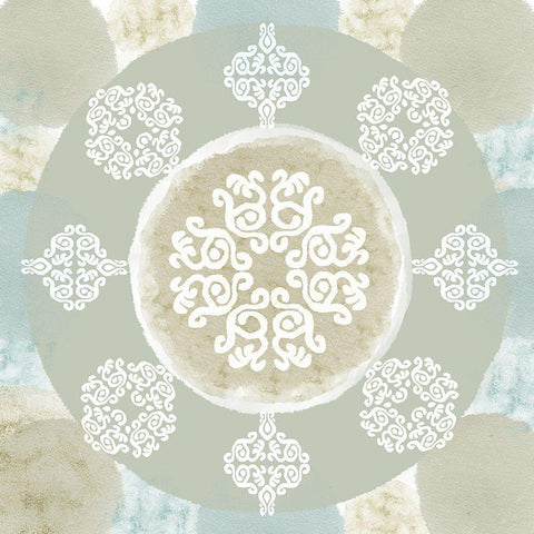 Mint Mandala I Black Ornate Wood Framed Art Print with Double Matting by Kouta, Flora