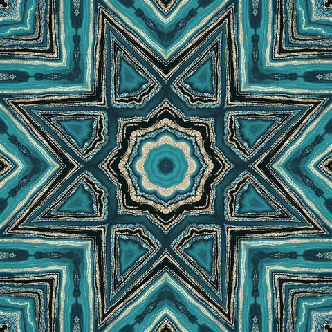 Gold Teal Tile II White Modern Wood Framed Art Print with Double Matting by Haase, Andrea