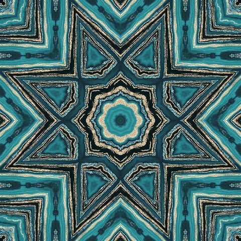 Gold Teal Tile II Black Modern Wood Framed Art Print by Haase, Andrea