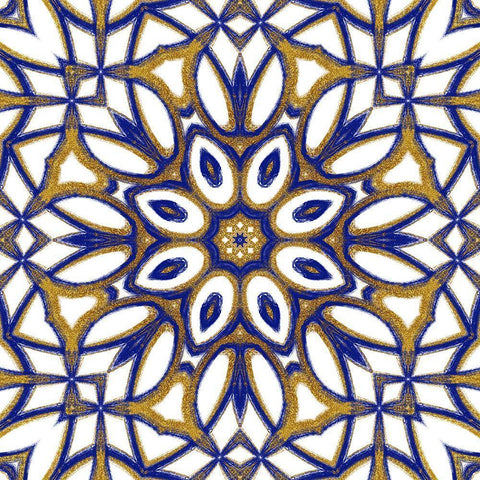 Gold Blue Vintage Tile IV Gold Ornate Wood Framed Art Print with Double Matting by Haase, Andrea