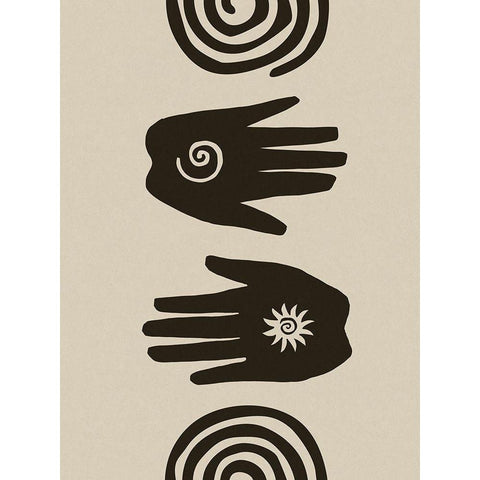 Hands Spiral Block Print Gold Ornate Wood Framed Art Print with Double Matting by Haase, Andrea