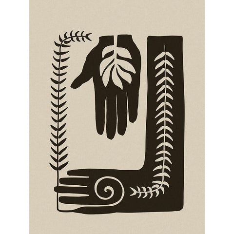 Natures Hands Block Print White Modern Wood Framed Art Print by Haase, Andrea