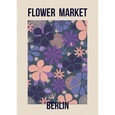 Flower Market Berlin Black Modern Wood Framed Art Print with Double Matting by Haase, Andrea
