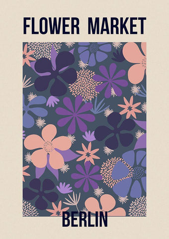 Flower Market Berlin Black Ornate Wood Framed Art Print with Double Matting by Haase, Andrea