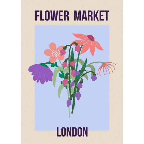 Flower Market London Gold Ornate Wood Framed Art Print with Double Matting by Haase, Andrea