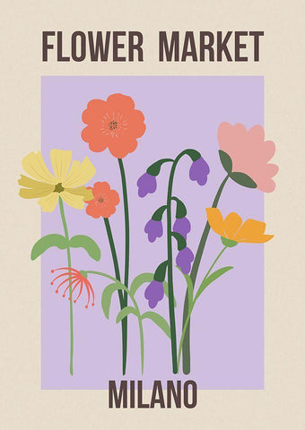 Flower Market Milan White Modern Wood Framed Art Print with Double Matting by Haase, Andrea