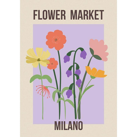 Flower Market Milan Black Modern Wood Framed Art Print by Haase, Andrea