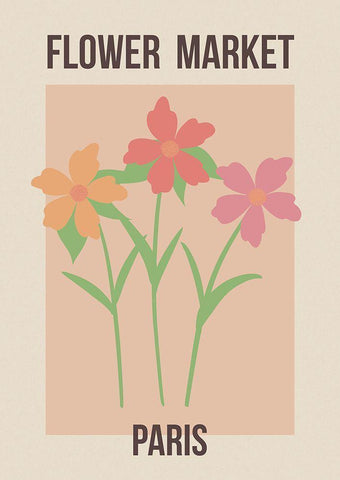 Flower Market Paris White Modern Wood Framed Art Print with Double Matting by Haase, Andrea