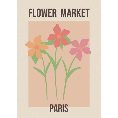 Flower Market Paris Black Modern Wood Framed Art Print with Double Matting by Haase, Andrea