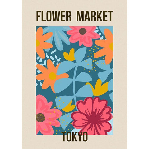 Flower Market Tokyo Gold Ornate Wood Framed Art Print with Double Matting by Haase, Andrea