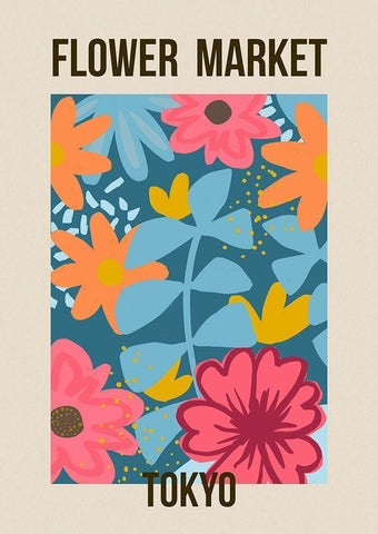 Flower Market Tokyo Black Ornate Wood Framed Art Print with Double Matting by Haase, Andrea