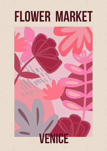 Flower Market Venice White Modern Wood Framed Art Print with Double Matting by Haase, Andrea