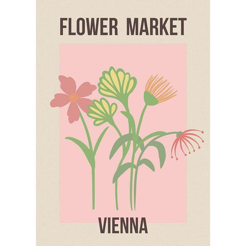 Flower Market Vienna White Modern Wood Framed Art Print by Haase, Andrea