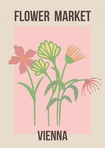 Flower Market Vienna White Modern Wood Framed Art Print with Double Matting by Haase, Andrea