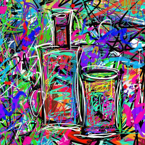 Boozey II White Modern Wood Framed Art Print with Double Matting by Novak, Rick