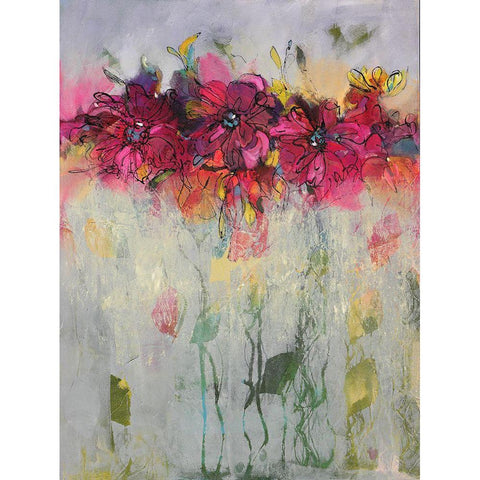 Misty Flowers I Gold Ornate Wood Framed Art Print with Double Matting by Eaton, Winnie