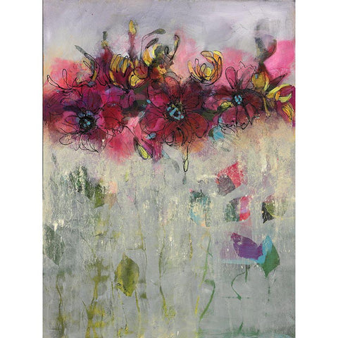 Misty Flowers II Black Modern Wood Framed Art Print with Double Matting by Eaton, Winnie