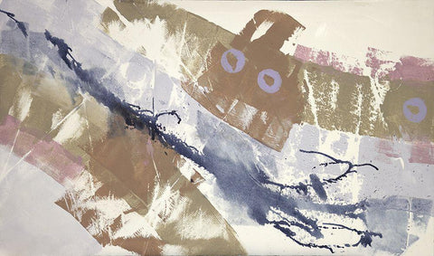 Absract Blue II Black Ornate Wood Framed Art Print with Double Matting by Eaton, Winnie