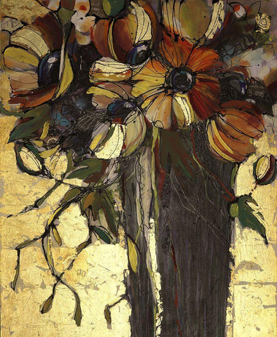 Goldleaf Poppies Black Ornate Wood Framed Art Print with Double Matting by Eaton, Winnie